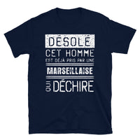 Thumbnail for T-shirt Marseille noir dos - Désolé ce mec est pris par une fille