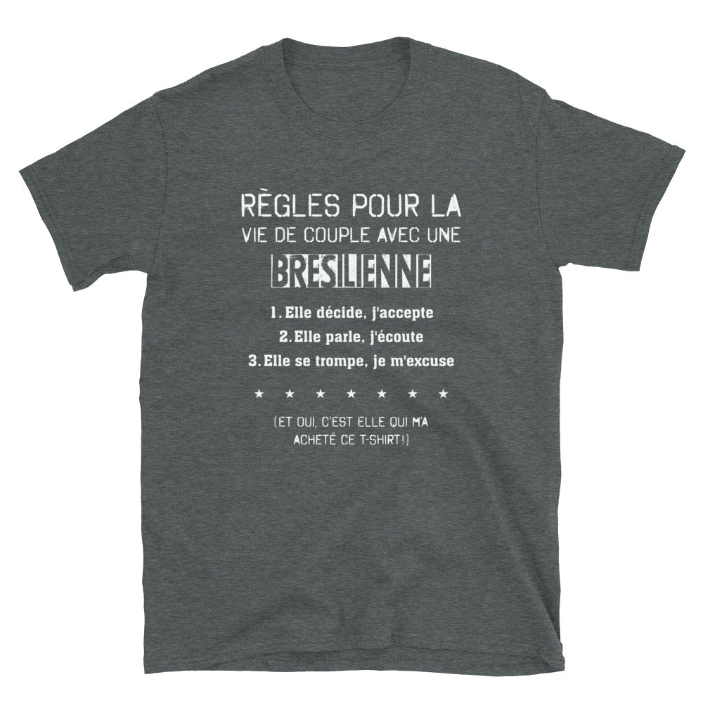 T-shirt Brésil gris foncé - Règle pour vivre avec une Brésilienne