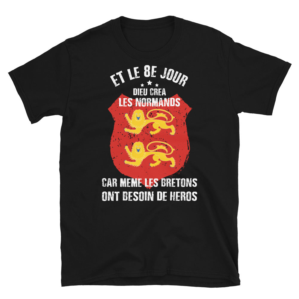T-shirt Normandie noir - Et le 8e jour Dieu créa les Normands