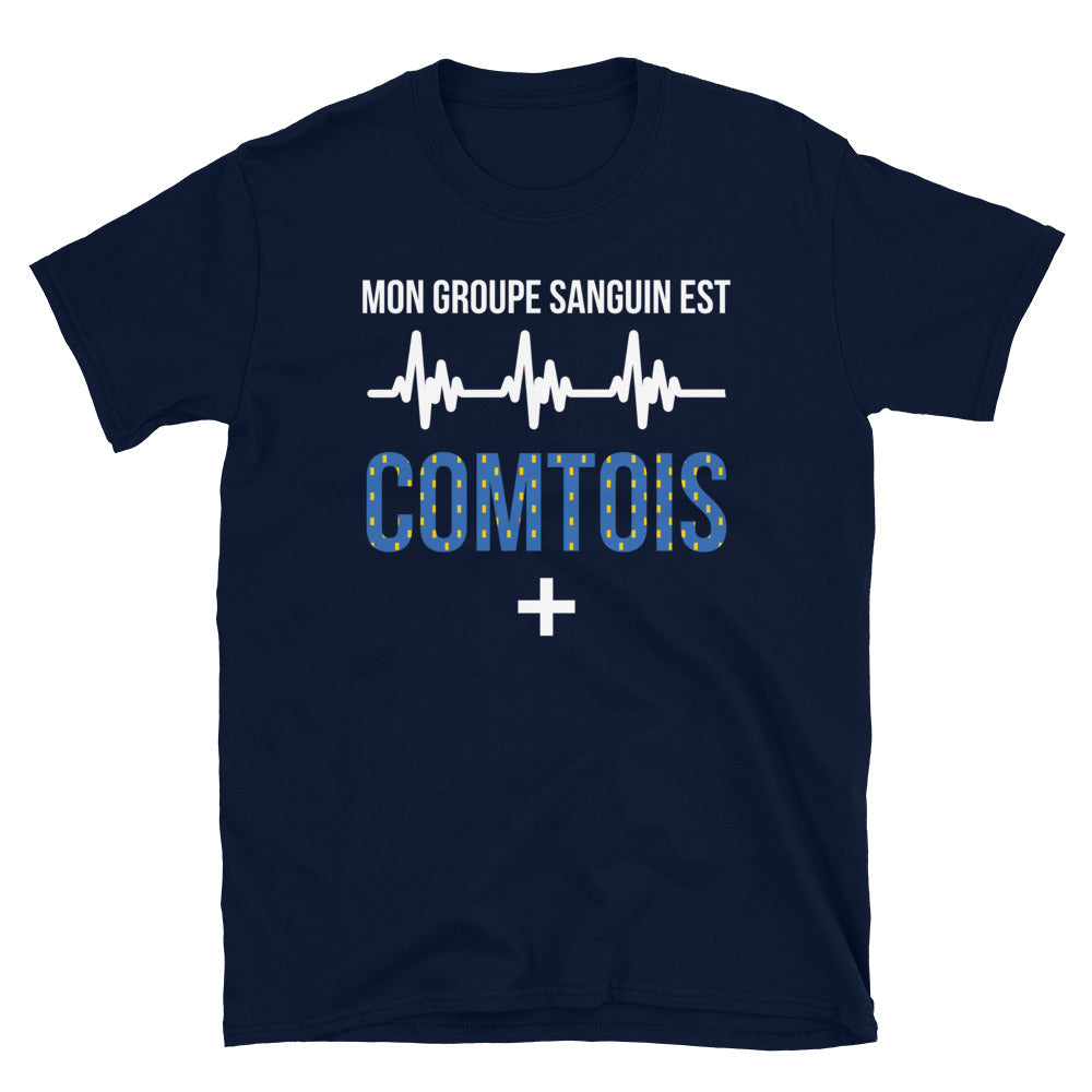 T-shirt Franche-Comté marine dos - Fierté du groupe sanguin comtois