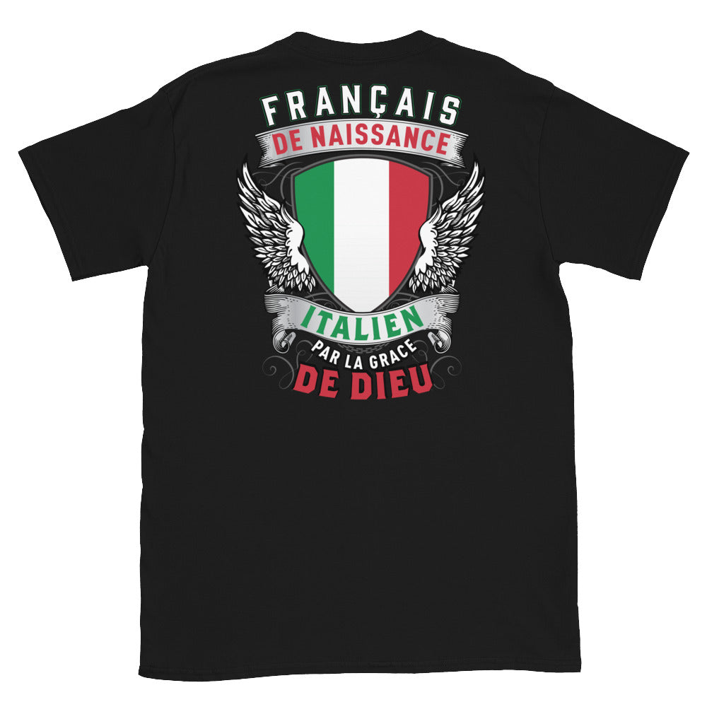 T-shirt Italie noir - Français de naissance, italien par grâce