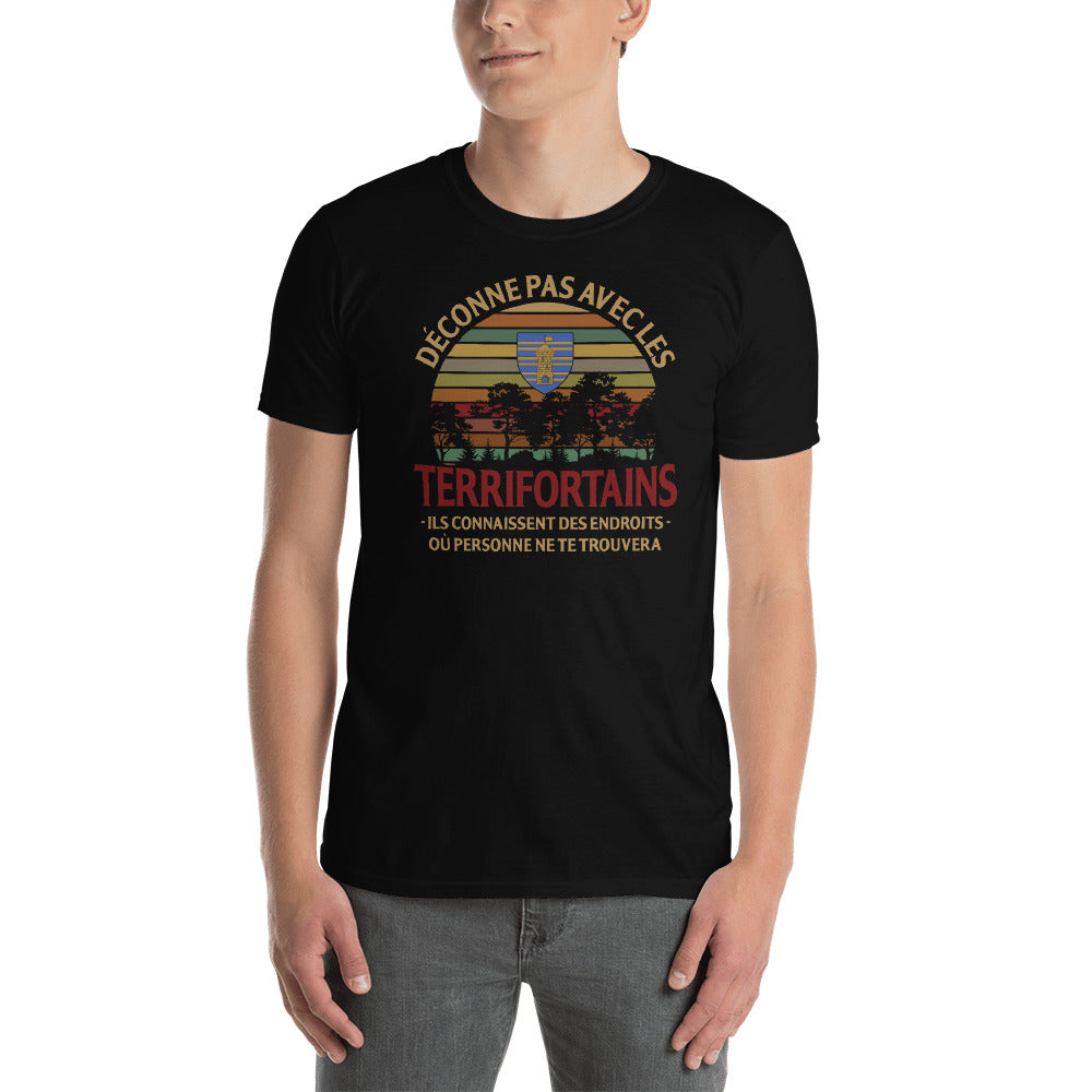 T-shirt Terrifortains noir dos - design humoristique et local