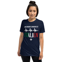 Thumbnail for T-shirt Italie marine - Mon groupe sanguin : Italien plus