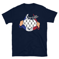 Thumbnail for T-shirt Bretagne bleu marine dos - Super héros breton avec humour