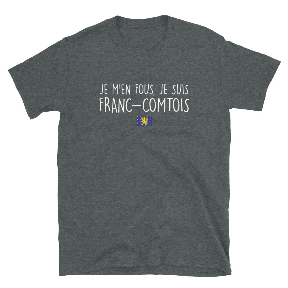 T-shirt Franc-Comtois bleu marine dos - Je m'en fous, je suis fier