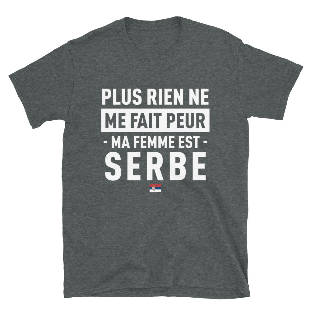 T-shirt Serbie bleu marine - Plus rien ne me fait peur ma femme est