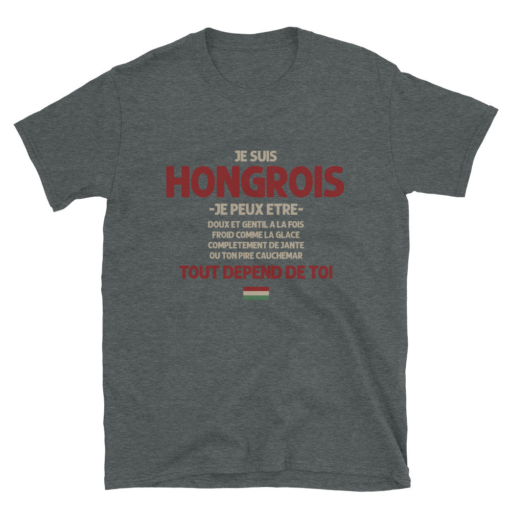 T-shirt Hongrois gris foncé - Ça dépend de toi avec humour