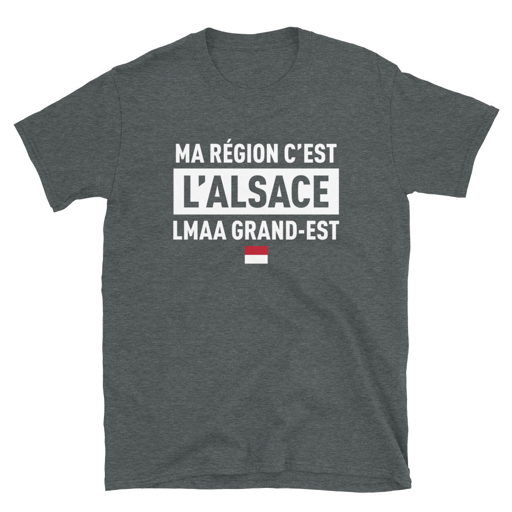 T-shirt Alsace gris foncé chiné dos - Ma région c'est l'Alsace