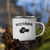 Tasse Occitanie émaille blanche - idéale pour campeurs