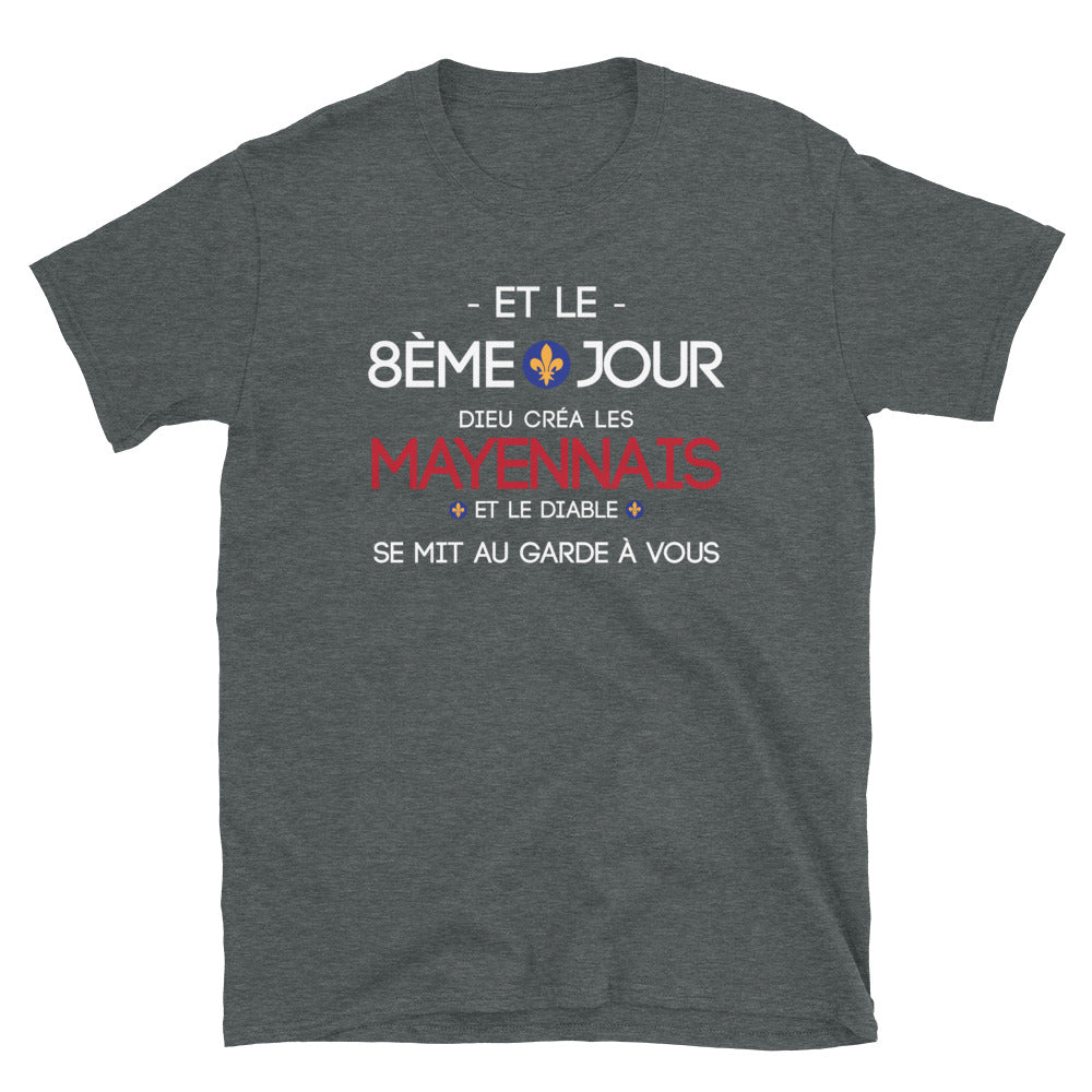 T-shirt Mayennais gris foncé chiné dos - design légendaire avec humour