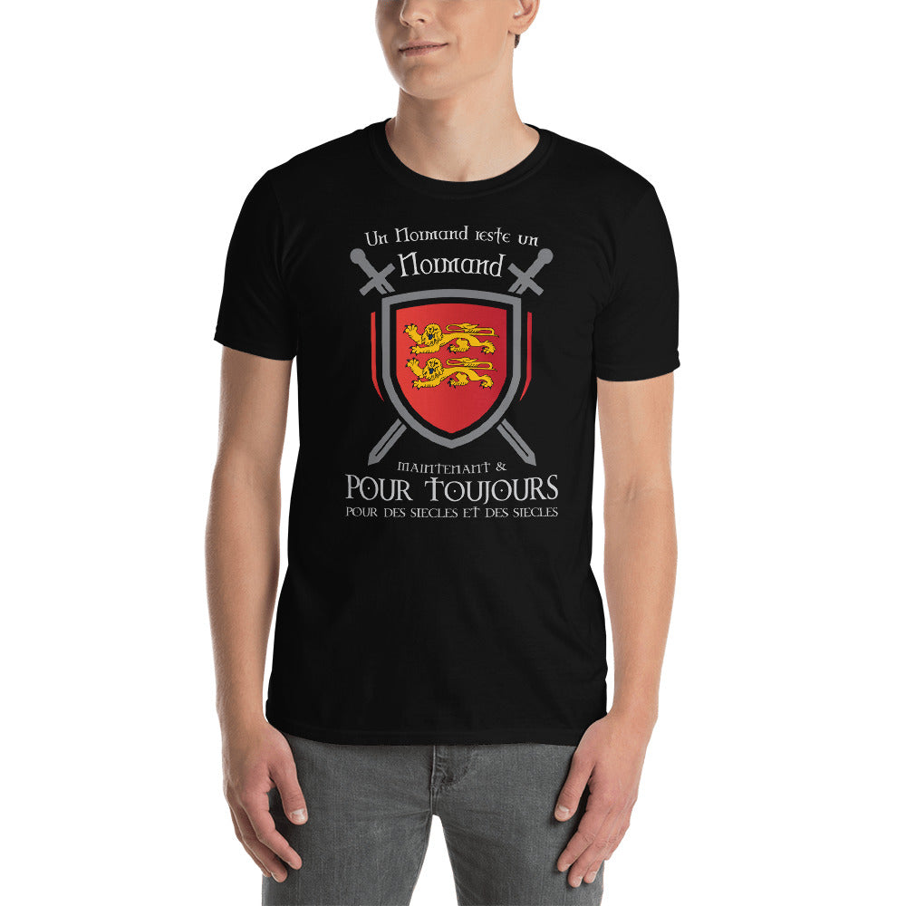 T-shirt Normand noir dos - Blason et glaives du drapeau