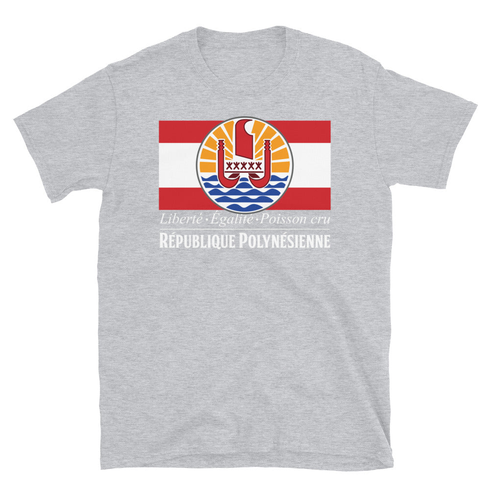 T-shirt République Polynésienne noir dos - Liberté Égalité Poisson cru