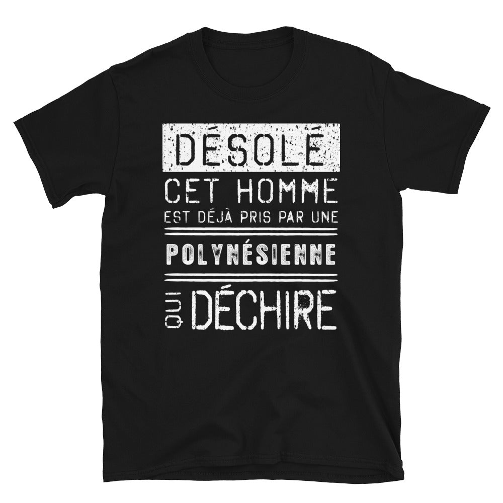 T-shirt Polynésien noir - Désolé ce mec est pris par une fille