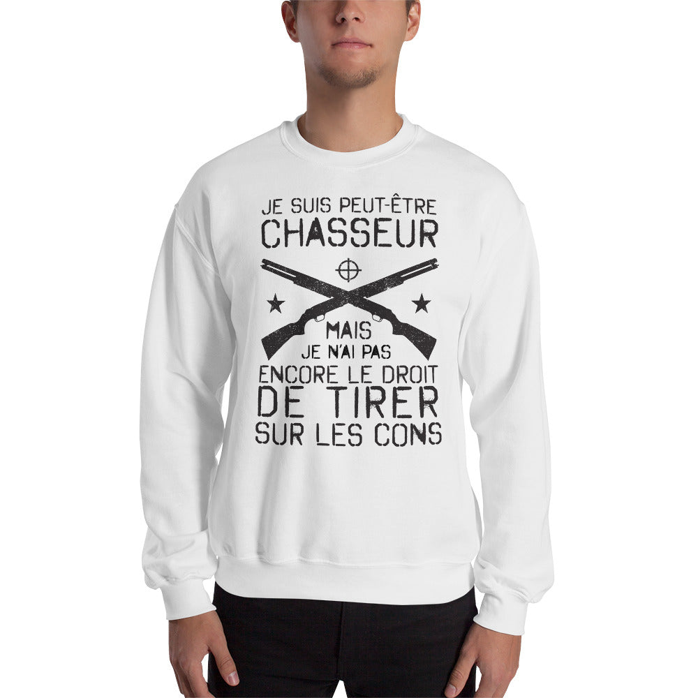 Sweatshirt Chasseurs gris sport - texte humoristique sur les chasseurs