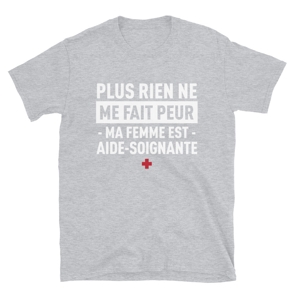 T-shirt Aide-soignante gris foncé dos - Plus rien ne me fait peur