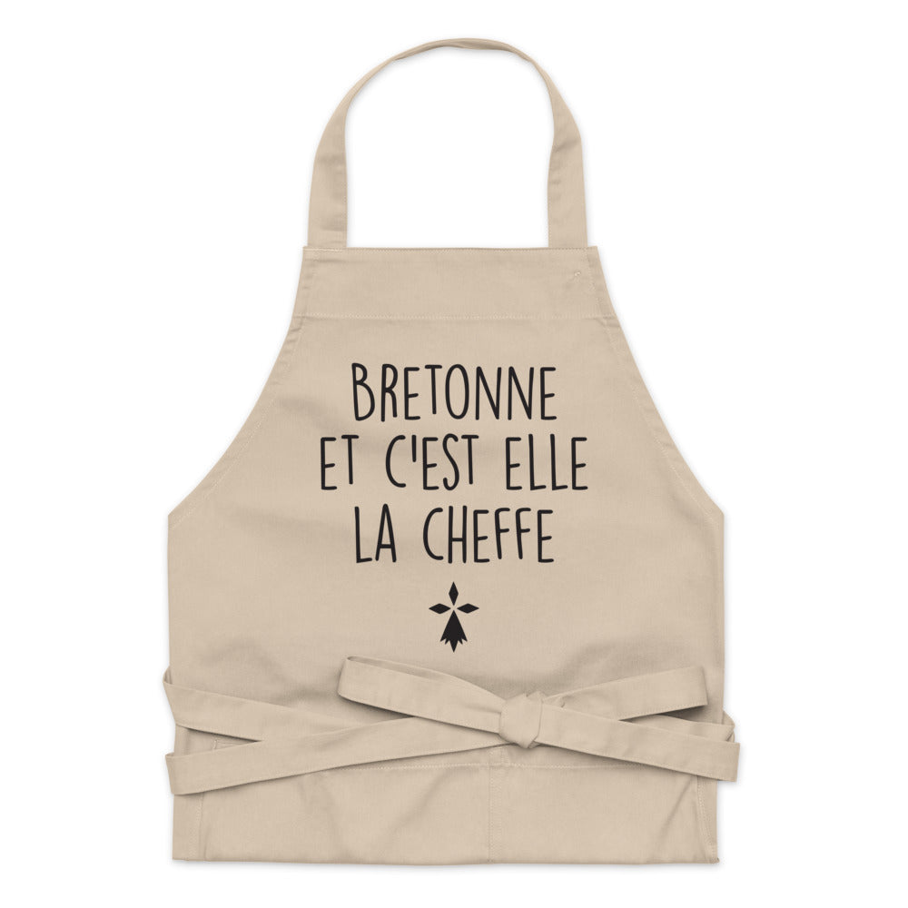 Bretonne et c'est elle la cheffe - Tablier cuisine coton bio - Bretagne