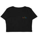 Battement de coeur aux couleurs du drapeau arc-en-ciel LGBT brodé - Crop top coton biologique - Ici & Là - T-shirts & Souvenirs de chez toi