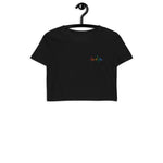 Battement de coeur aux couleurs du drapeau arc-en-ciel LGBT brodé - Crop top coton biologique - Ici & Là - T-shirts & Souvenirs de chez toi