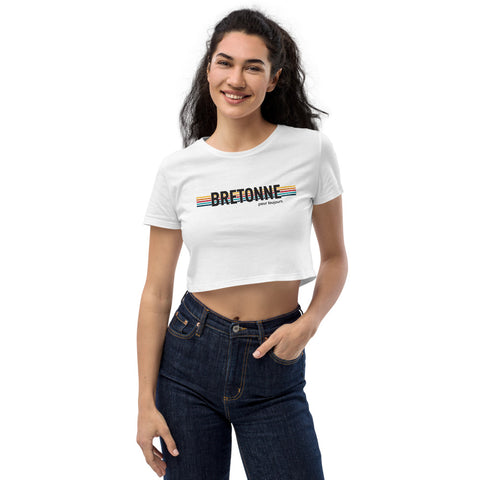 Bretonne Vintage  5 bandes - T-shirt Crop-top coton bio - Ici & Là - T-shirts & Souvenirs de chez toi