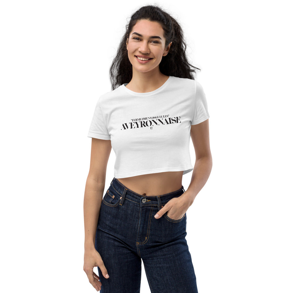 Crop top Aveyron beige dos - Fermez bien vos gueules