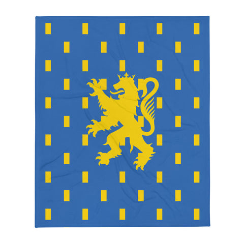 Plaid Franche Comté - Couverture jetée de canapé avec motif franc-comtois, drapeau Franche-Comté 130 cm x 150 cm - Ici & Là - T-shirts & Souvenirs de chez toi