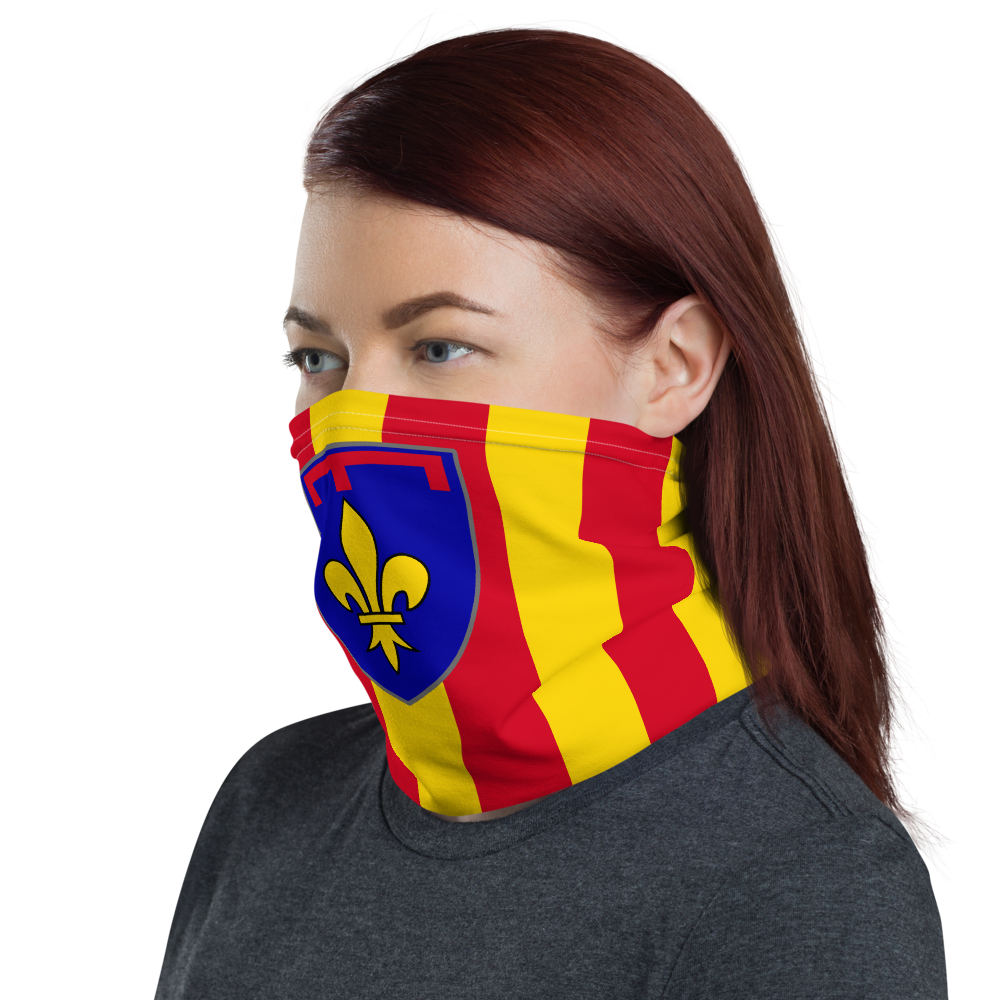 Cache-cou Provence - Écusson moderne sur drapeau ancien face