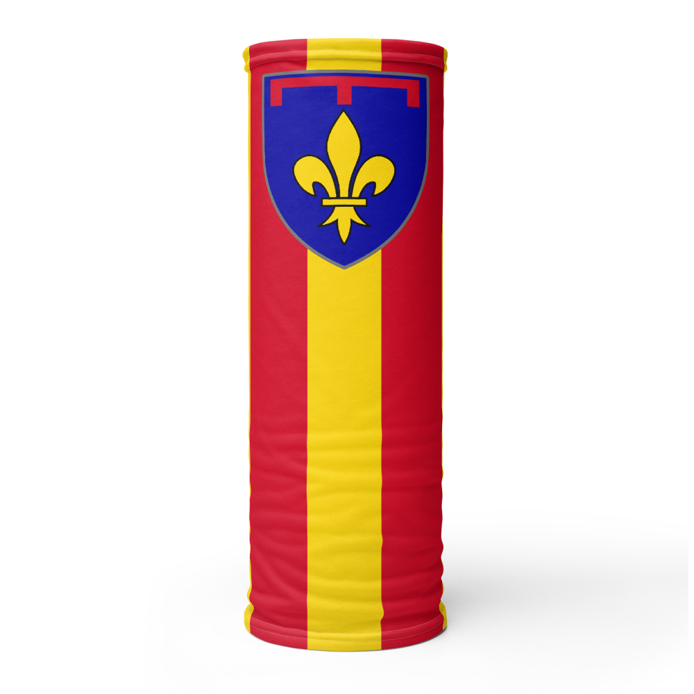 Cache-cou Provence - Écusson moderne sur drapeau ancien face