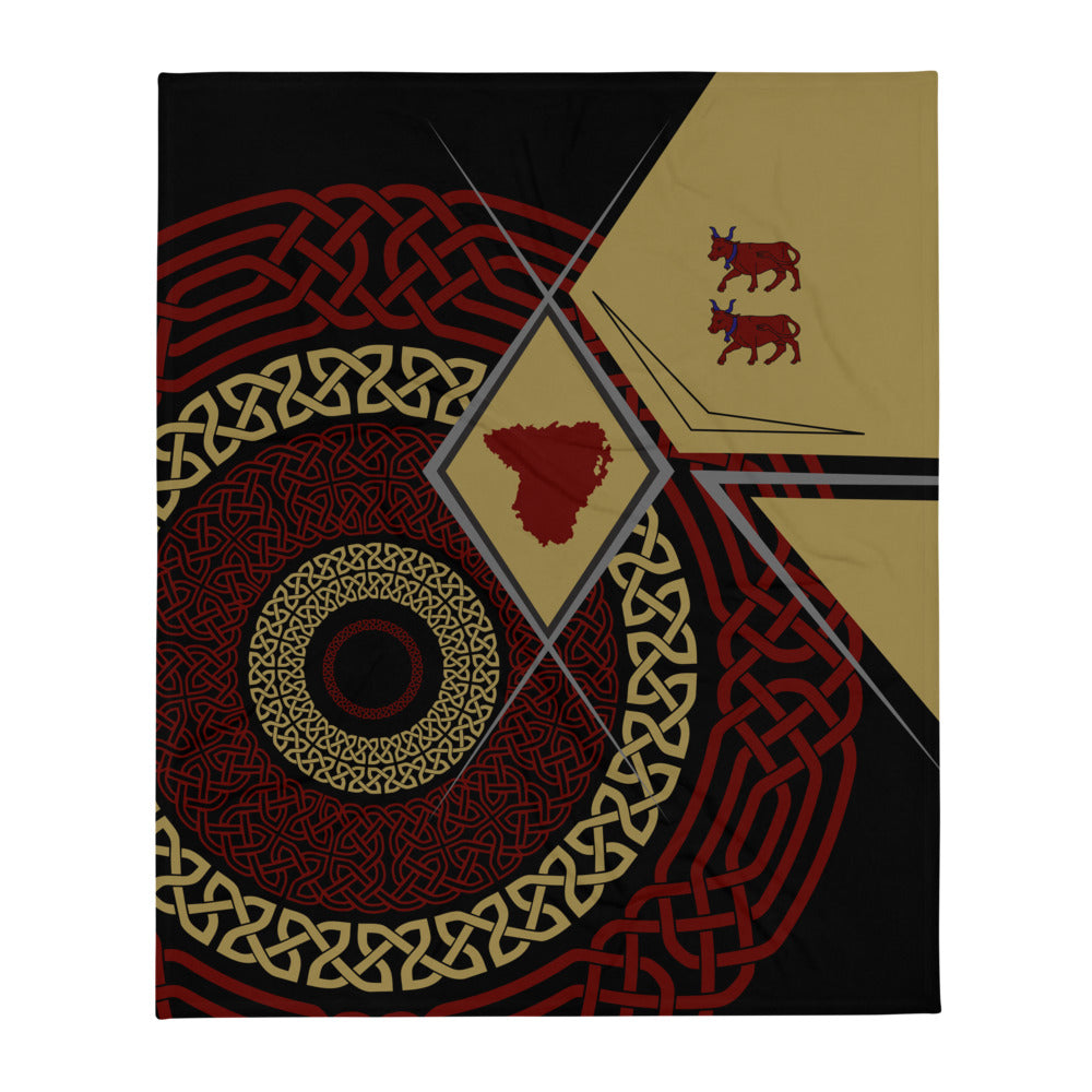 Plaid Béarn rouge et jaune - Drapeau et entrelacs graphiques