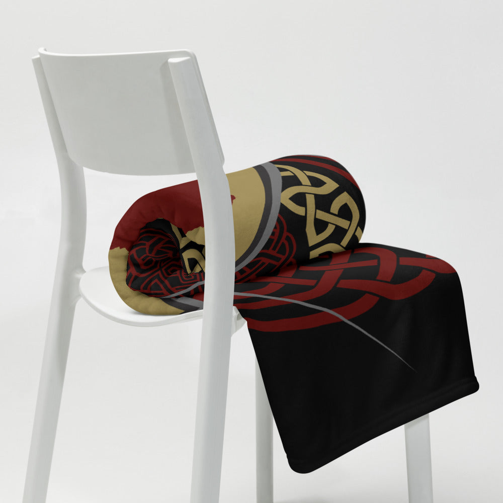 Plaid Béarn rouge et jaune - Drapeau et entrelacs graphiques