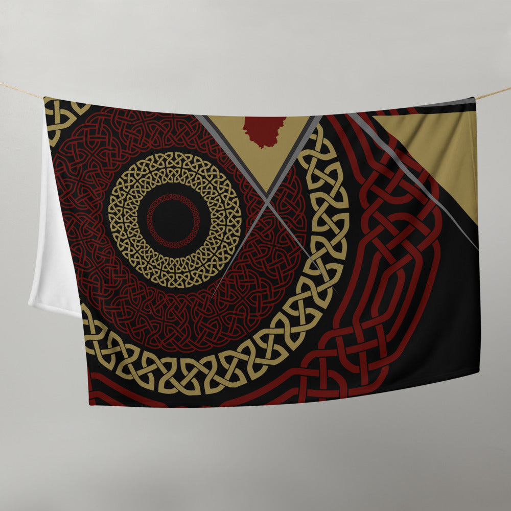 Plaid Béarn rouge et jaune - Drapeau et entrelacs graphiques