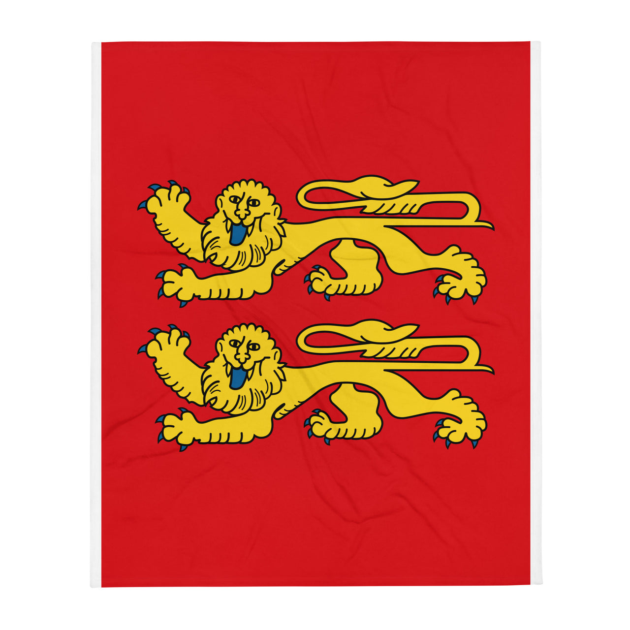 Plaid Drapeau Normand  deux léopards- Jetée de canapé Cadeau Normandie 130 x 150 cm