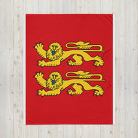 Thumbnail for Plaid Drapeau Normand  deux léopards- Jetée de canapé Cadeau Normandie 130 x 150 cm