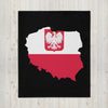 Plaid Pologne - Drapeau et carte sur fond blanc face