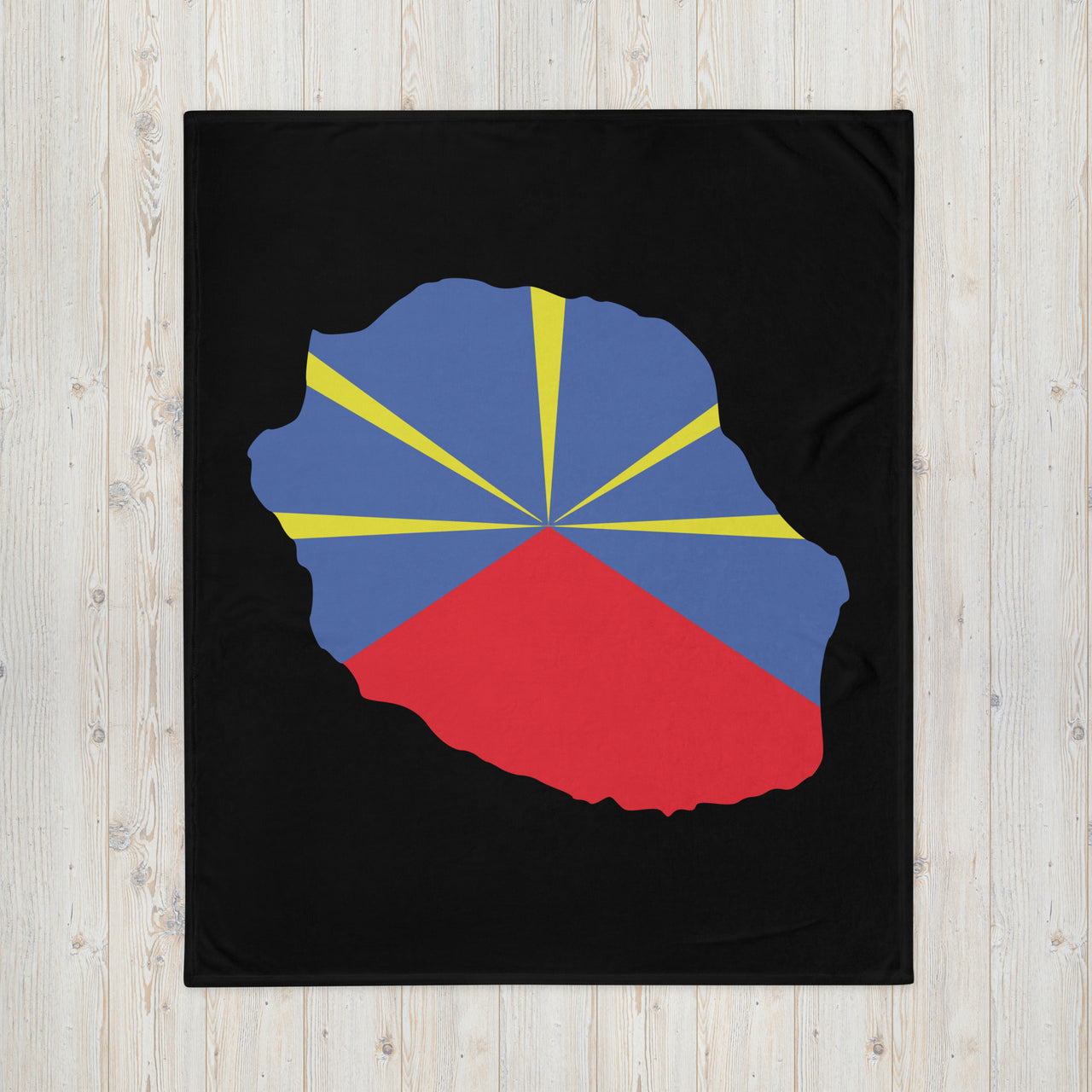Plaid Réunion - Drapeau et carte de l'île face