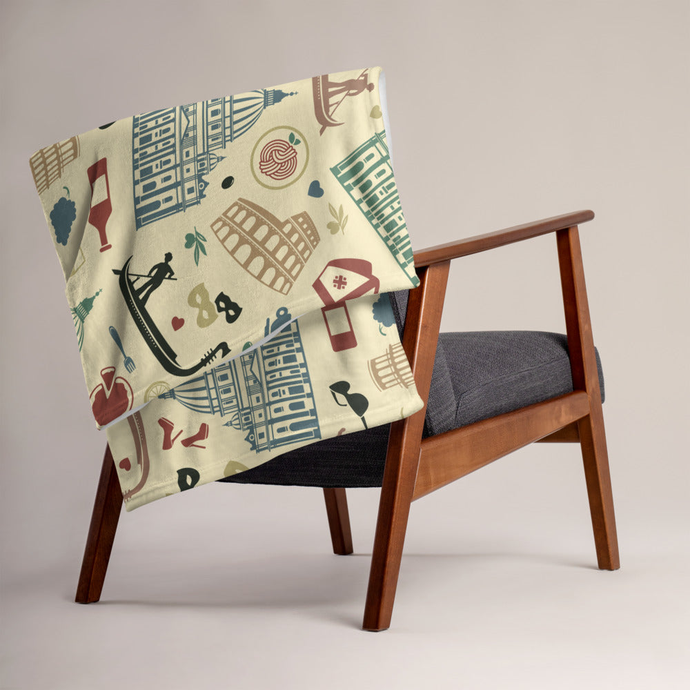 Plaid Italie - iconographie italienne - touche soyeuse et chaleureuse