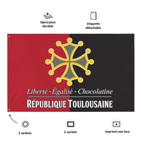 Drapeau Toulousain Rouge et Noir - République Toulousaine - Ici & Là - T-shirts & Souvenirs de chez toi