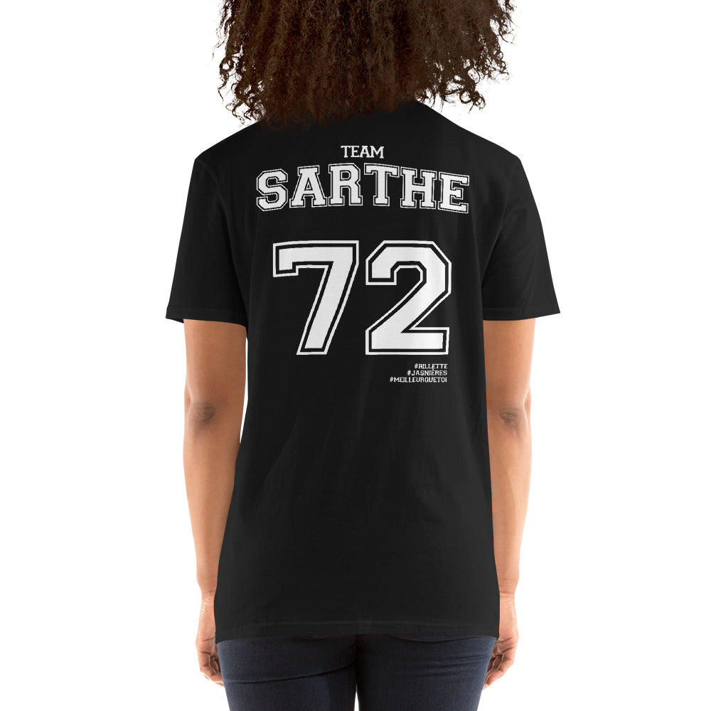T-shirt Sarthe 72 noir dos - Fierté locale avec humour