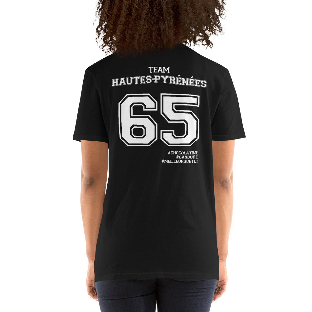 T-shirt Hautes-Pyrénées 65 bleu marine dos - Fierté Bigorre en coton