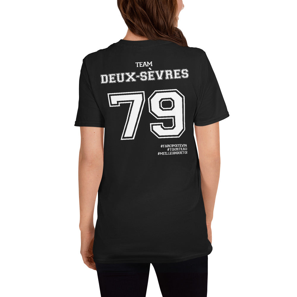 T-shirt Deux-Sèvres 79 Poitou bleu marine dos - design humoristique