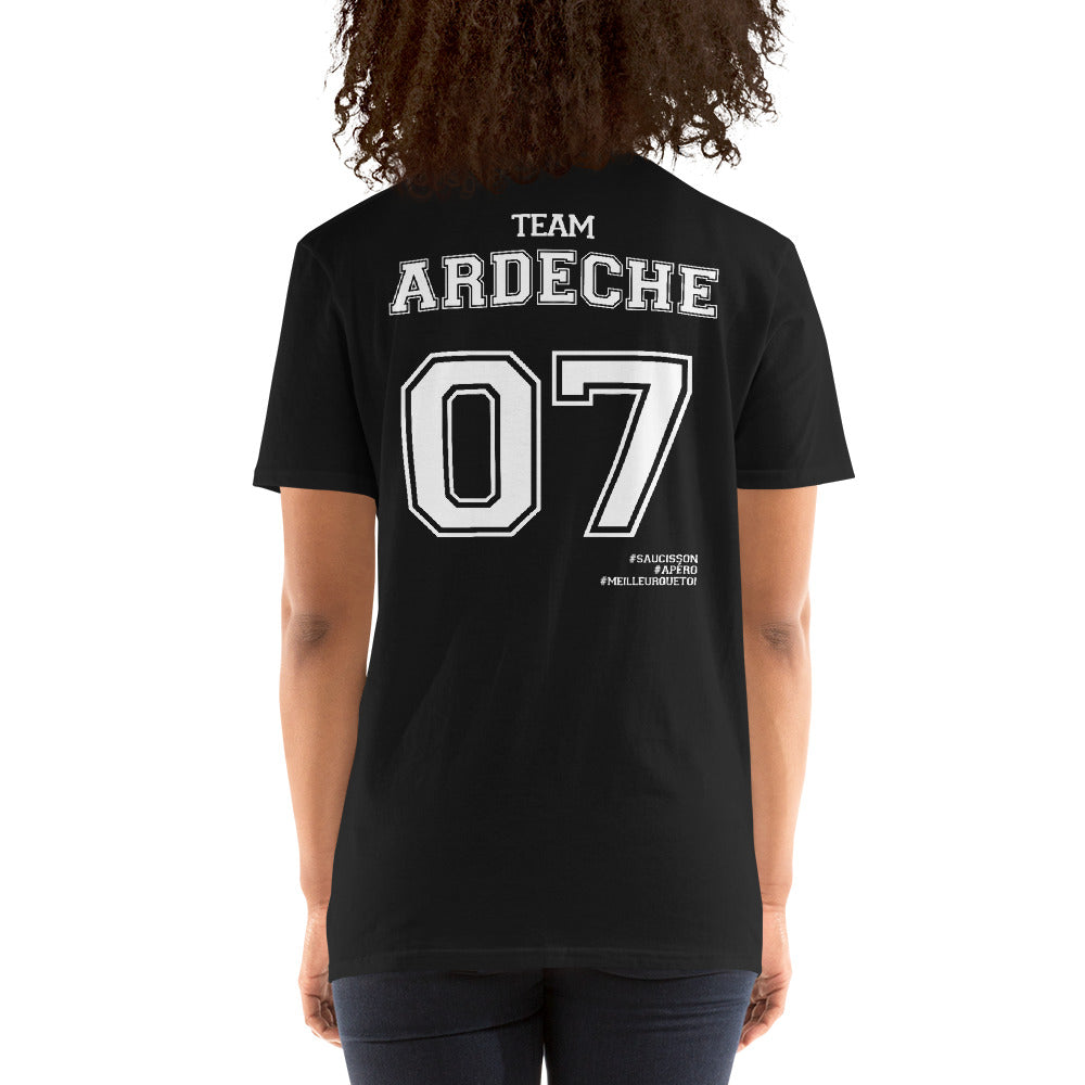 T-shirt Ardèche 07 noir dos - Fierté locale et humour
