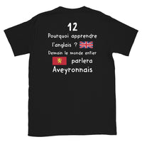 Thumbnail for T-shirt Aveyron gris foncé chiné - Pourquoi apprendre l'anglais demain dos