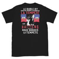 Thumbnail for T-shirt Haïti gris foncé chiné dos - Les Haïtiens répondirent nous somme la tempête