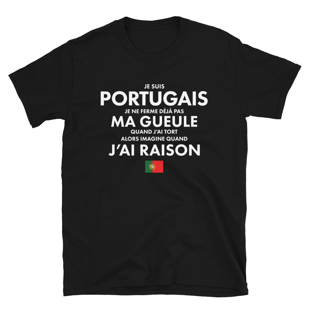T-shirt Portugal noir - Je suis Portugais je ne ferme pas ma gueule