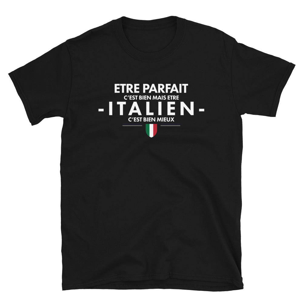 T-shirt Italie noir dos - Être parfait c'est bien être Italien c'est mieux