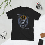 Normand - T-shirt standard graphique au lion léopardé ou léopard normand - Ici & Là - T-shirts & Souvenirs de chez toi