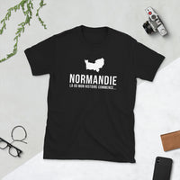 Thumbnail for T-shirt Normandie noir dos - Mon histoire commence avec humour