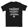 T-shirt Vaudois noir - Je ne ferme pas ma gueule