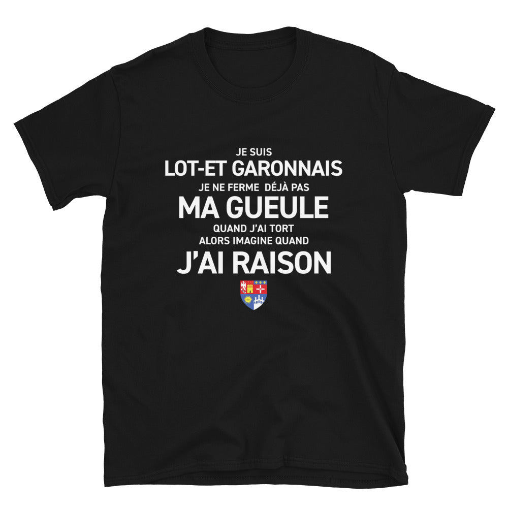T-shirt Lot-et-Garonne noir - Je ne ferme pas ma gueule