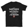 T-shirt Sarthois bleu marine - design humoristique