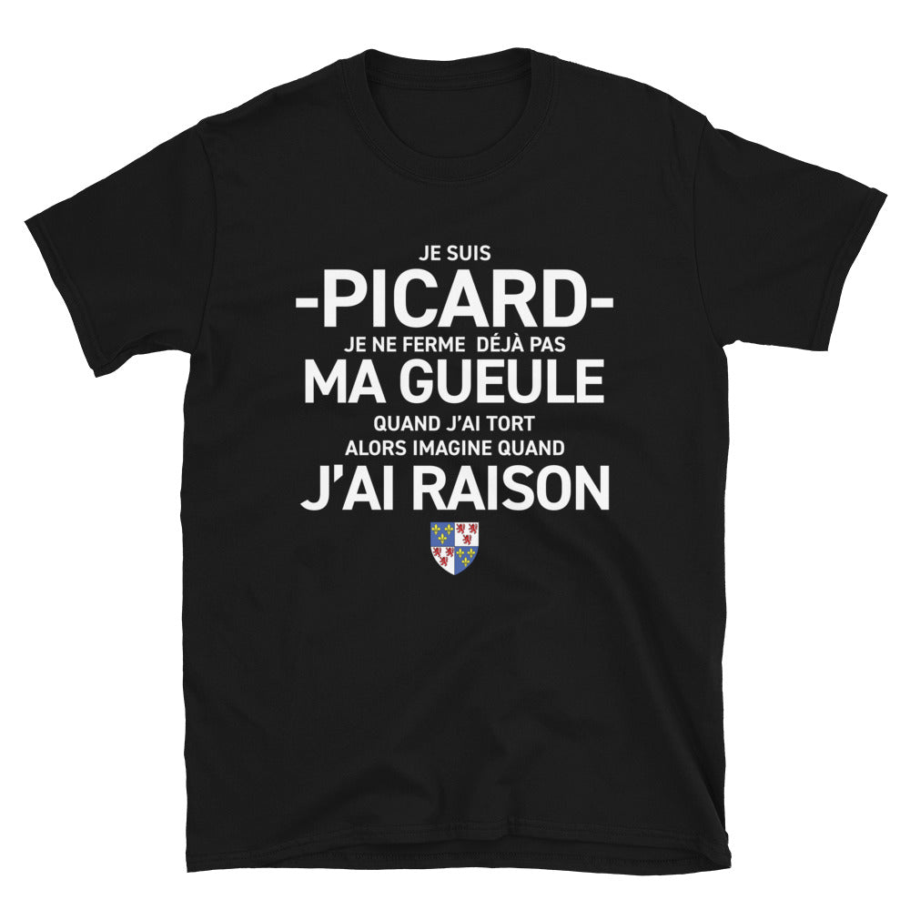 T-shirt Picard bleu marine - Je suis Picard je ne ferme pas ma gueule